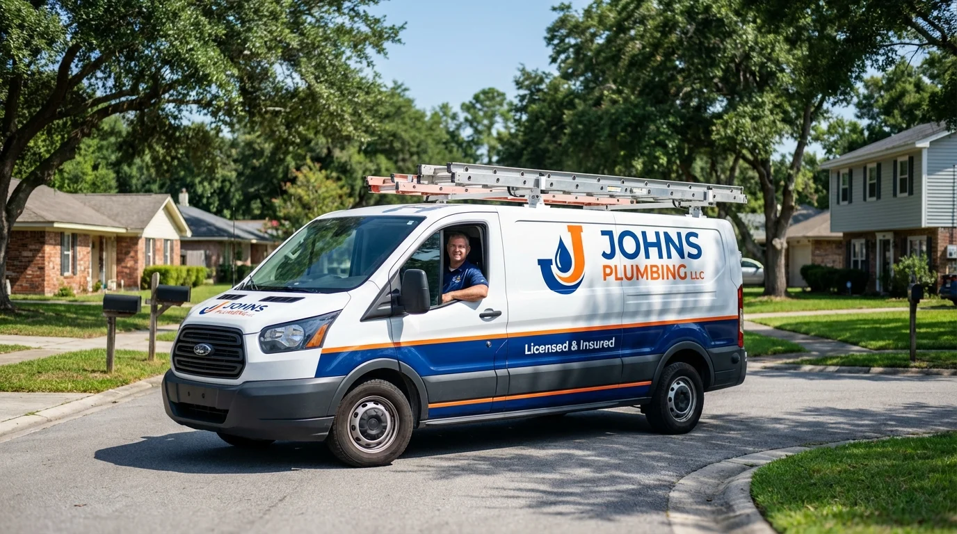 Johns Plumbing LLC service van in McCloud, CA