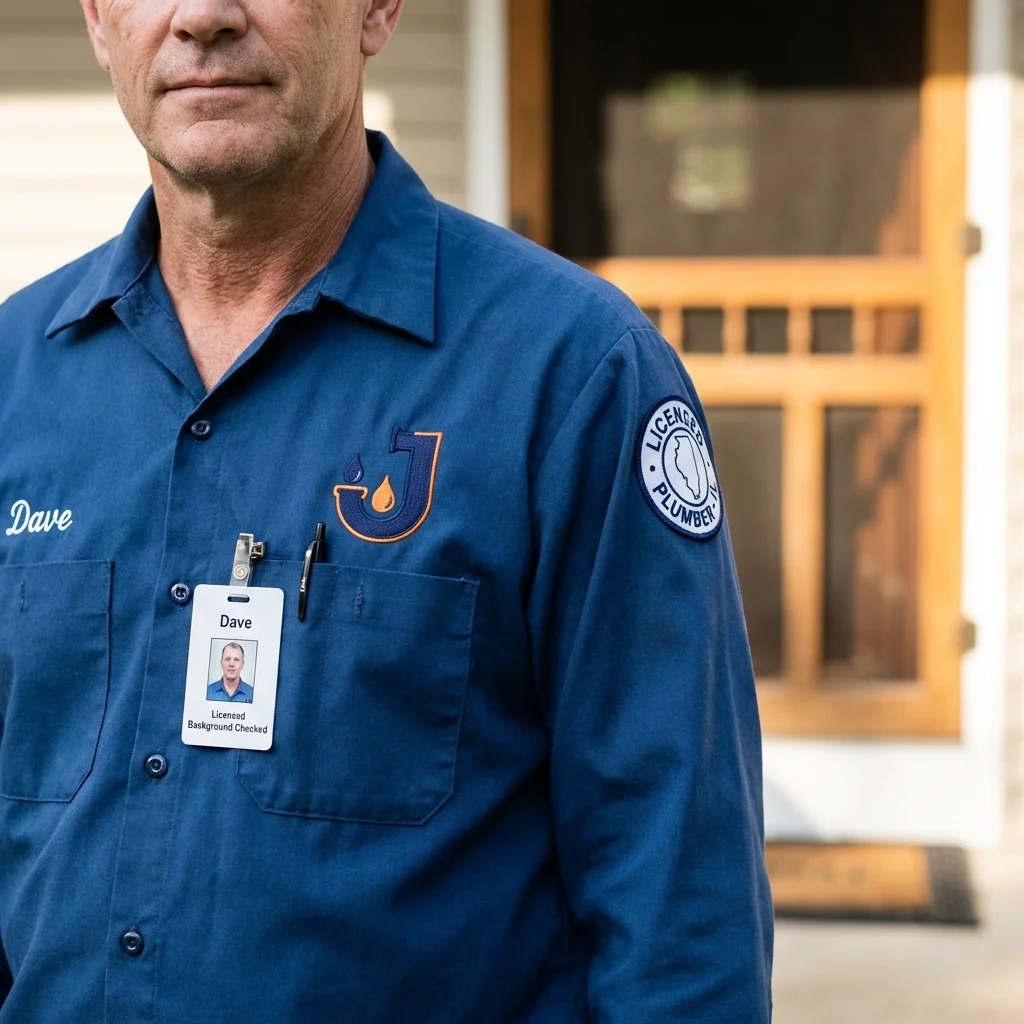 Licensed plumber showing ID badge in McCloud, CA