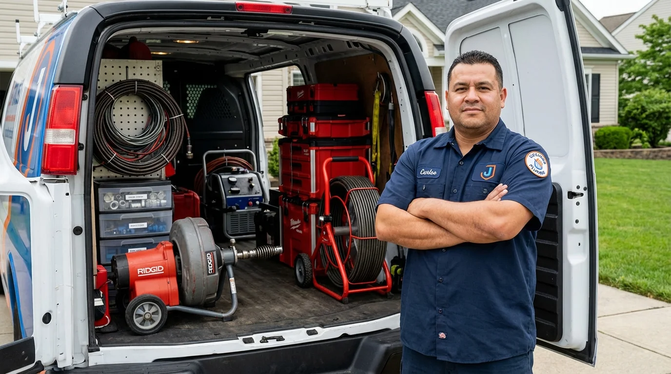 Professional drain cleaning equipment and Johns Plumbing LLC plumber in McCloud