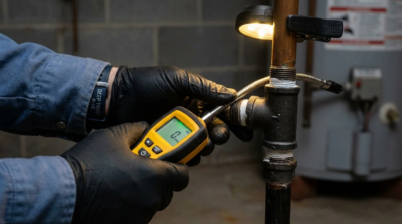 Gas leak detection with electronic sniffer by Johns Plumbing LLC in McCloud
